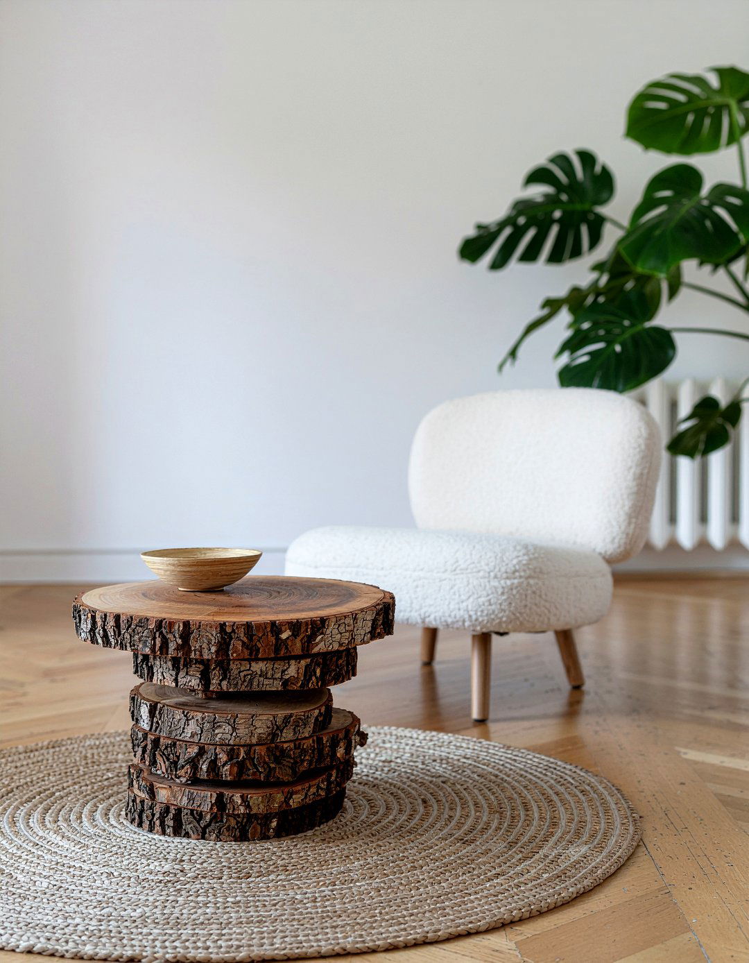 Wood Slice Pedestal Table - 30 living room rustic furniture ideas
