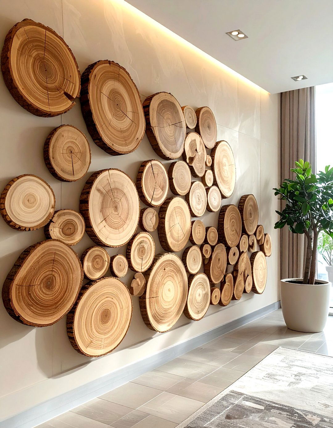 Wood Slice Wall Art - 30 natural wood decor ideas