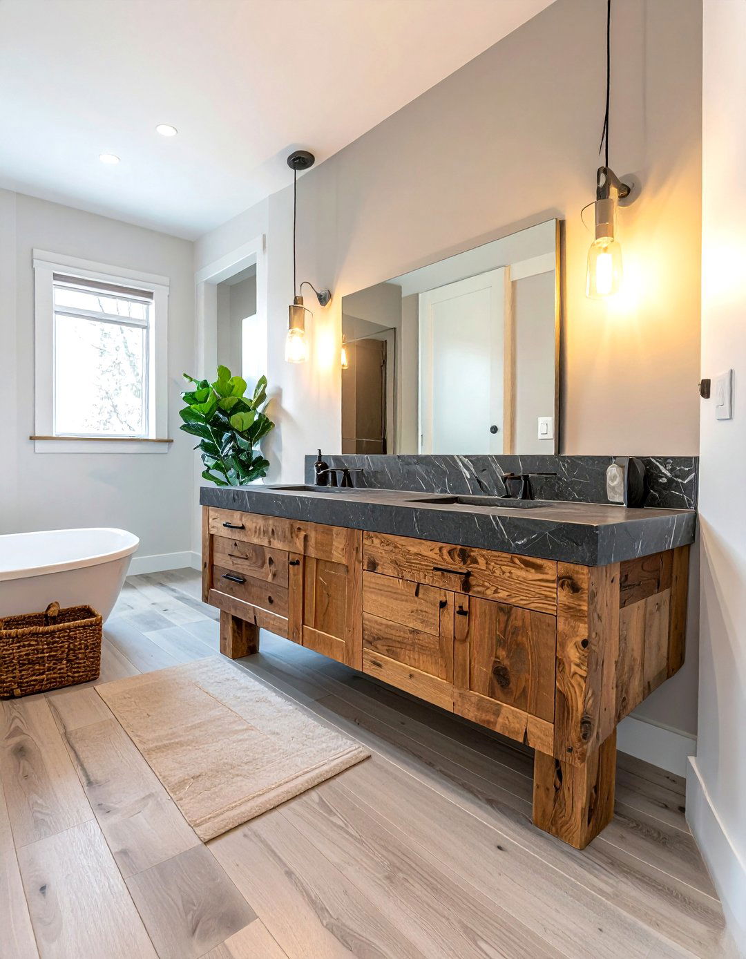 Wood Vanity With Stone Top - 30 earthy bathroom ideas