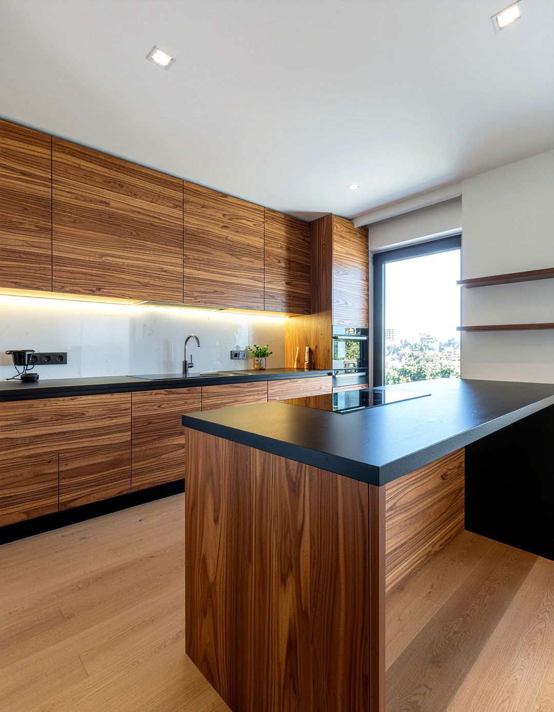 Wood Veneer Kitchen - 30 clean-lined kitchen ideas