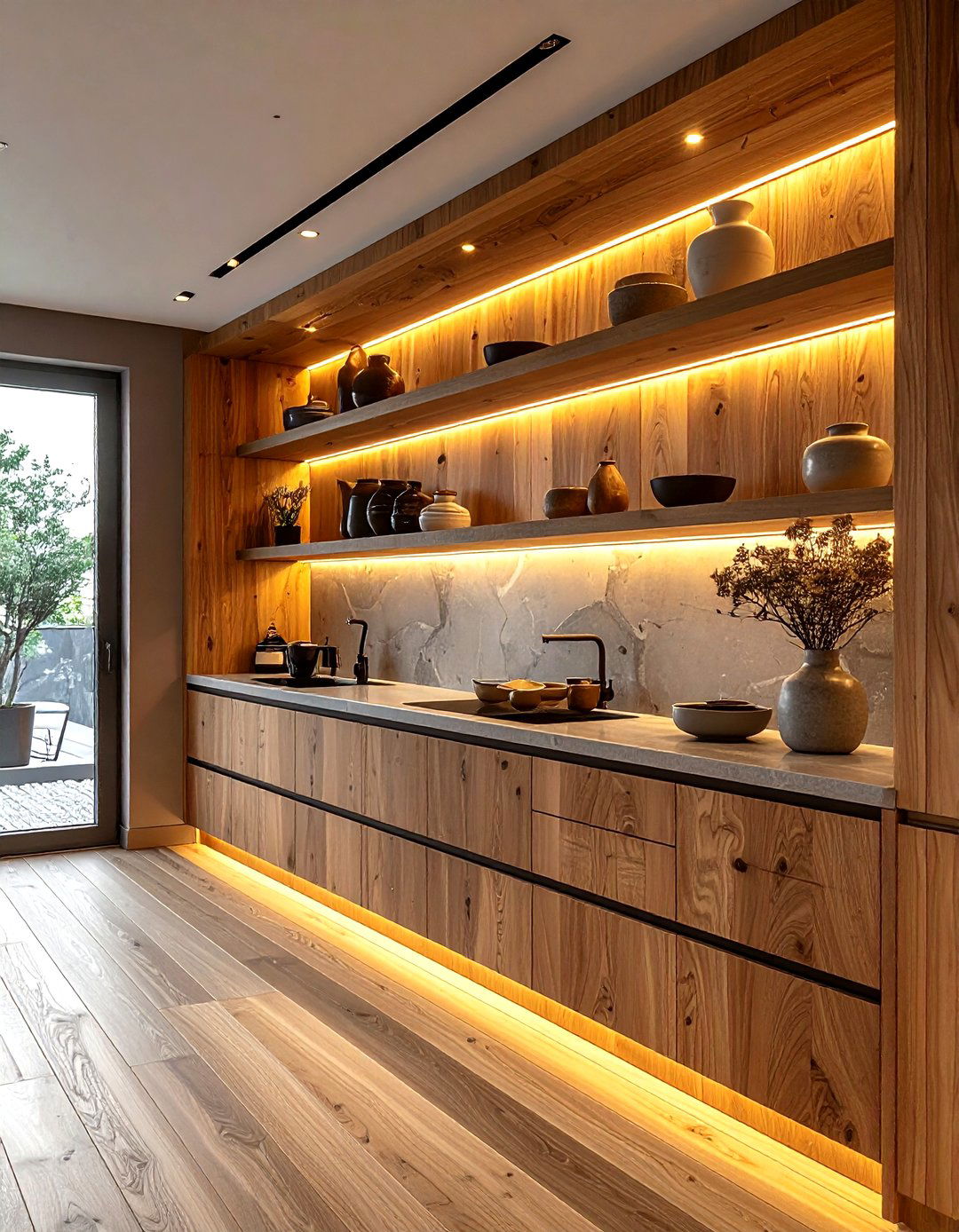 Wood Wall With Floating Shelves - 30 kitchen wood wall ideas