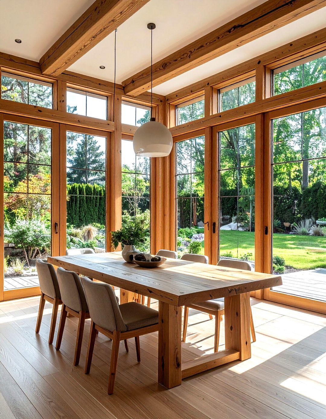 Wood Window Frames - 30 wood accent dining room ideas