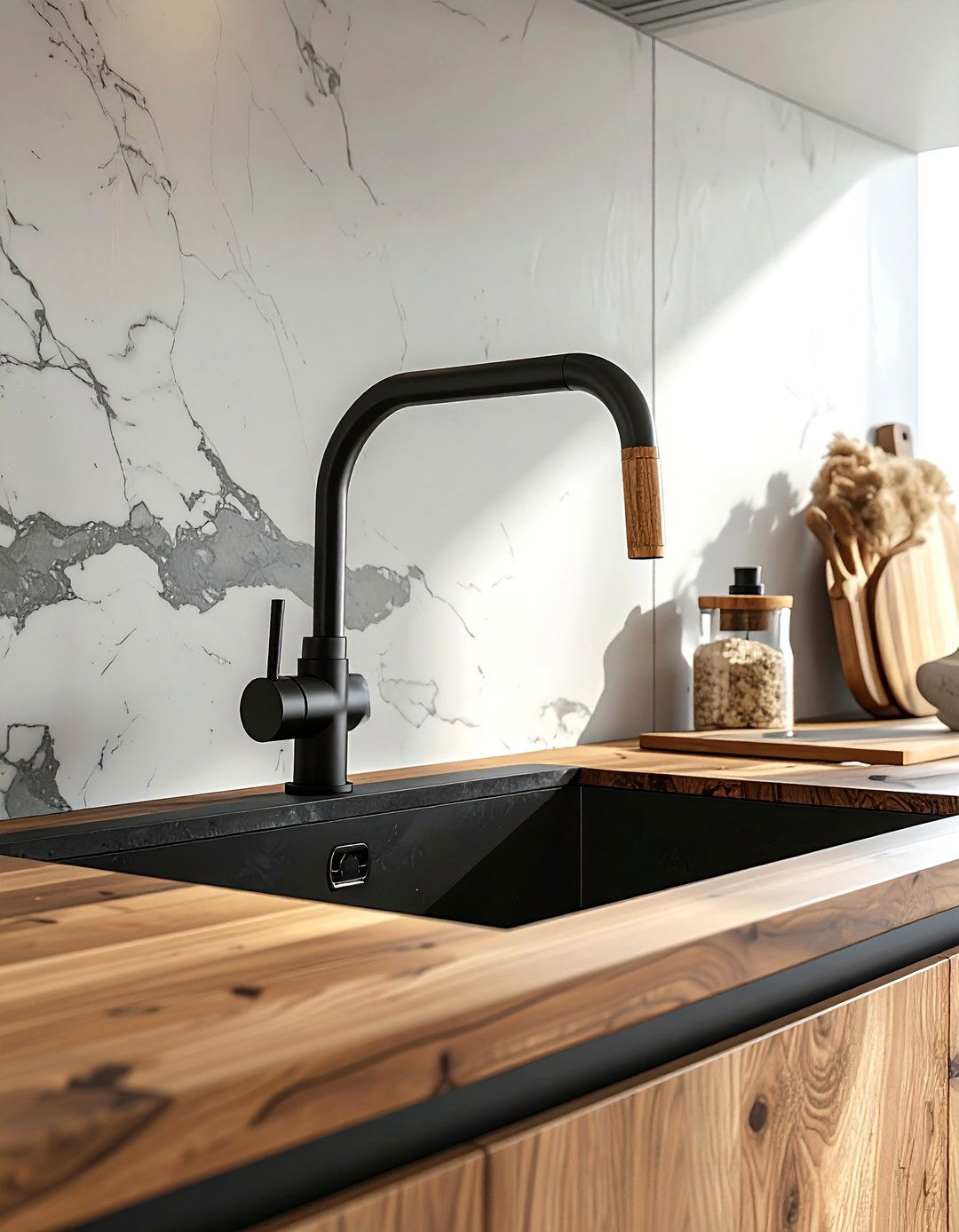 Wood accent kitchen faucet - 30 Brizo kitchen ideas