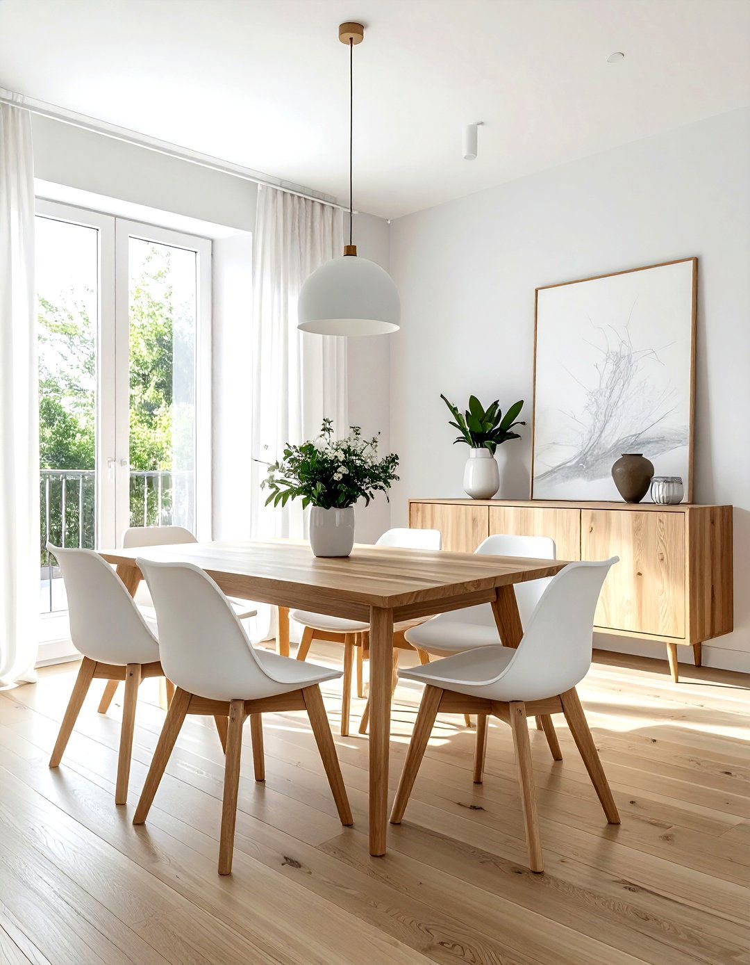Wood and white dining room - 30 white and white dining room ideas