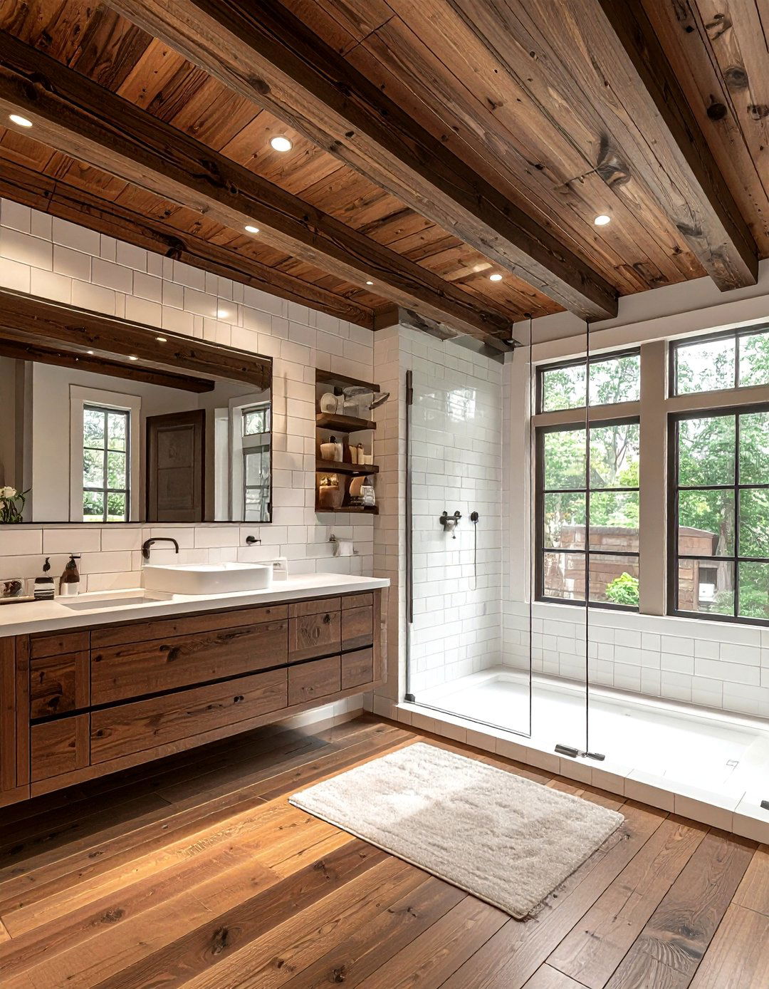 Wood bathroom ceiling - 30 wood accent bathroom ideas