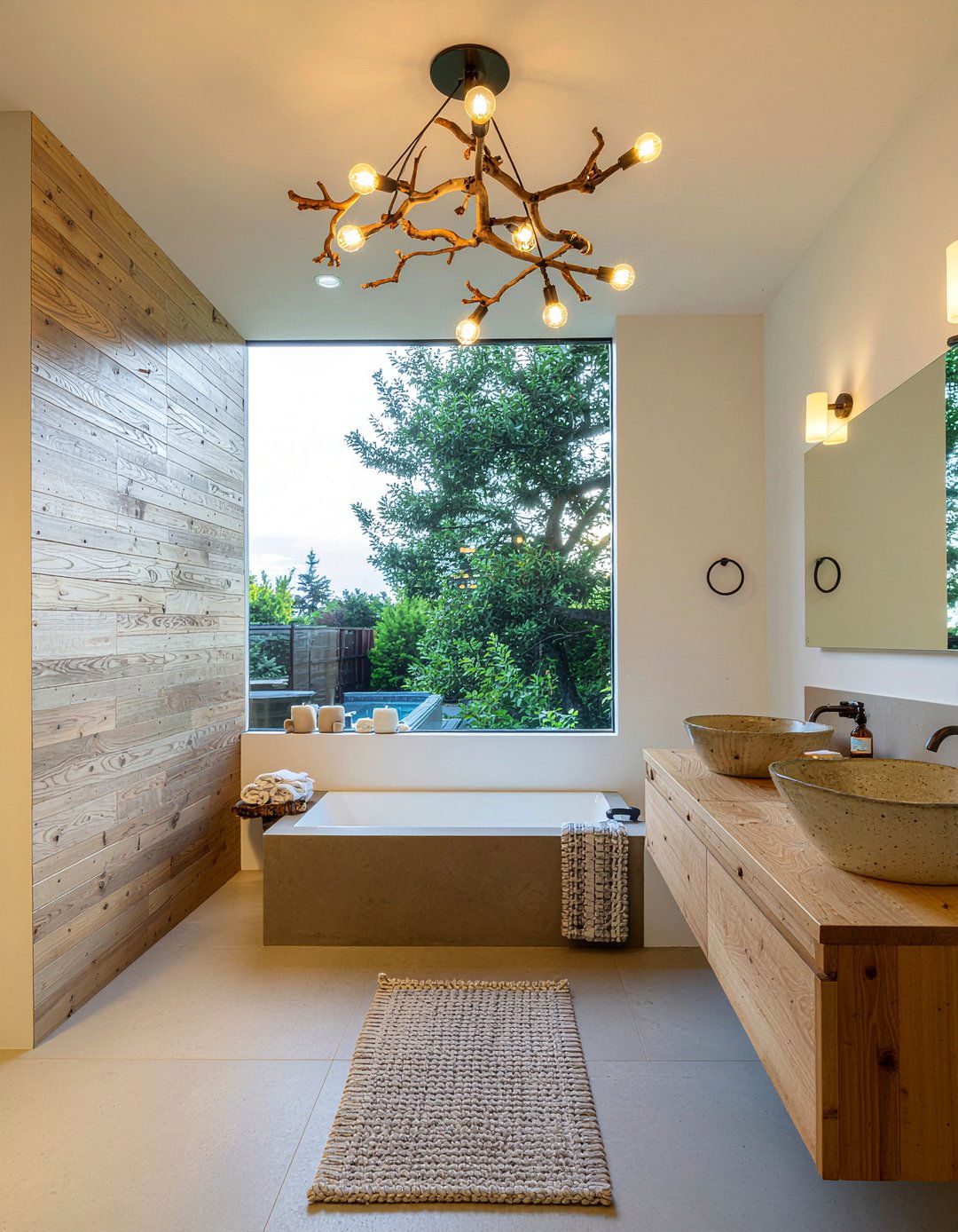 Wood bathroom chandelier - 30 bathroom chandelier ideas