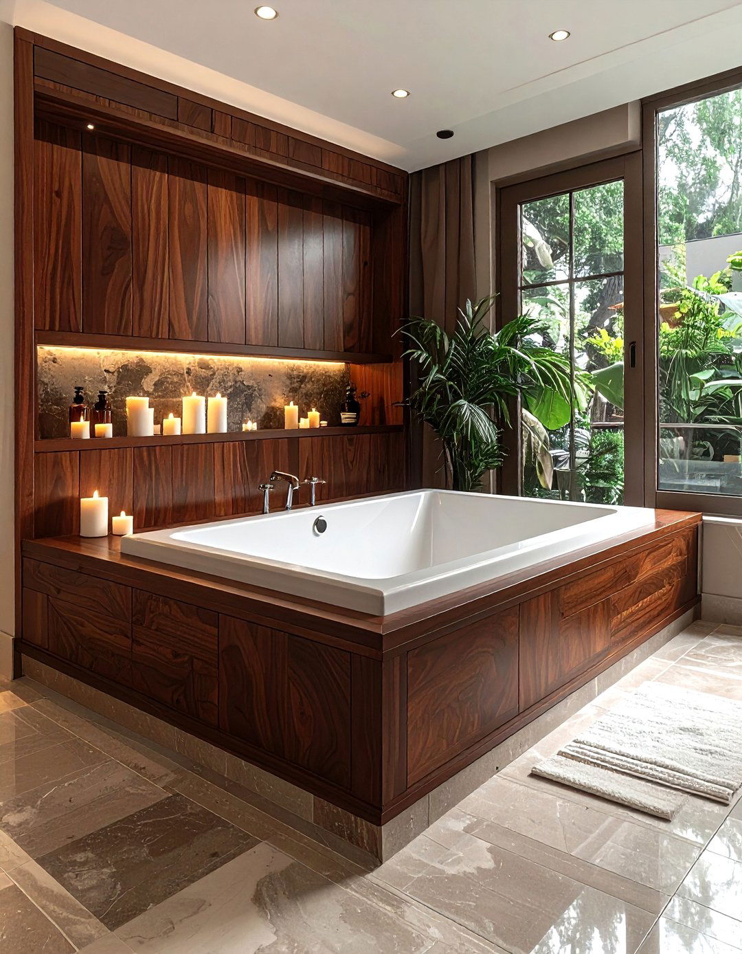 Wood bathtub surround - 30 wood accent bathroom ideas