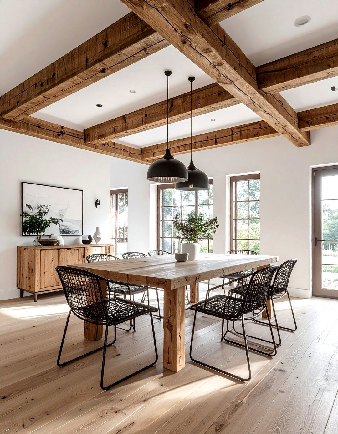 Wood beam dining room - 30 loft dining room ideas