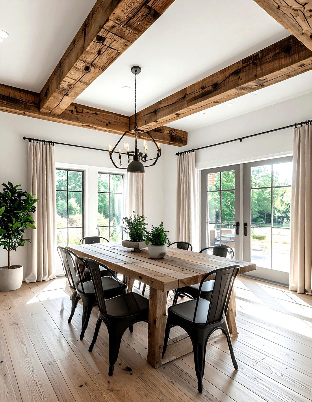 Wood beam dining room ceiling - 30 dining room ceiling design ideas