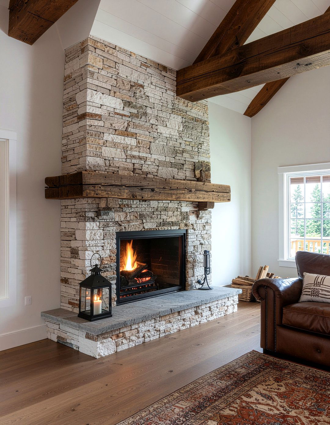 Wood beam mantel - 30 living room mantel styling ideas