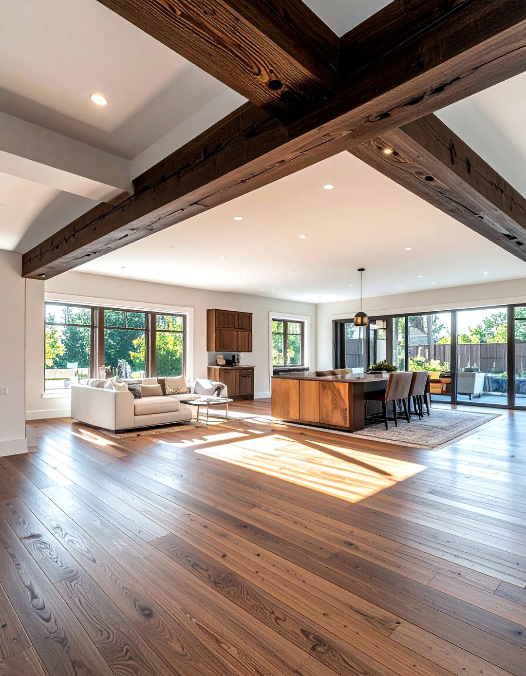 Wood beam wall opening - 30 pass-through dining room ideas