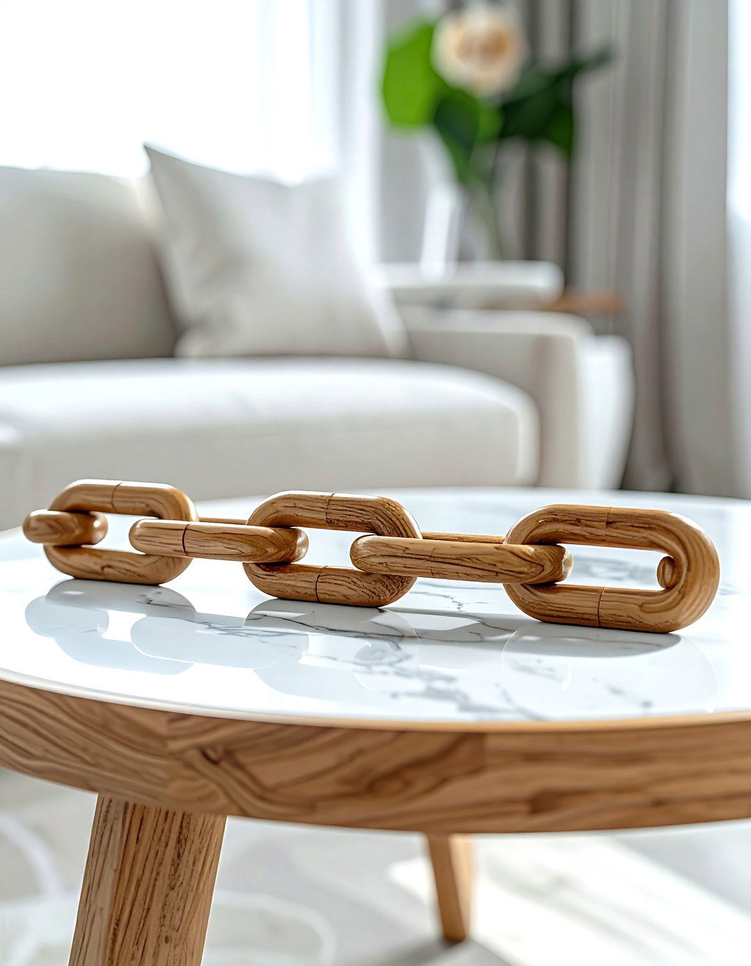 Wood chain link - 30 coffee table decor ideas
