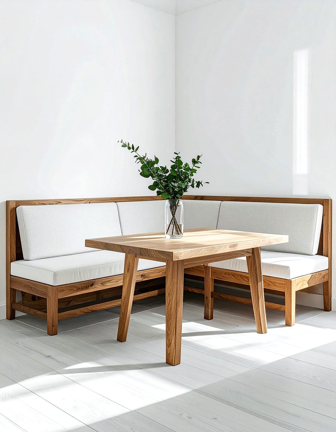 Wood corner bench - 30 L-shaped banquette dining ideas