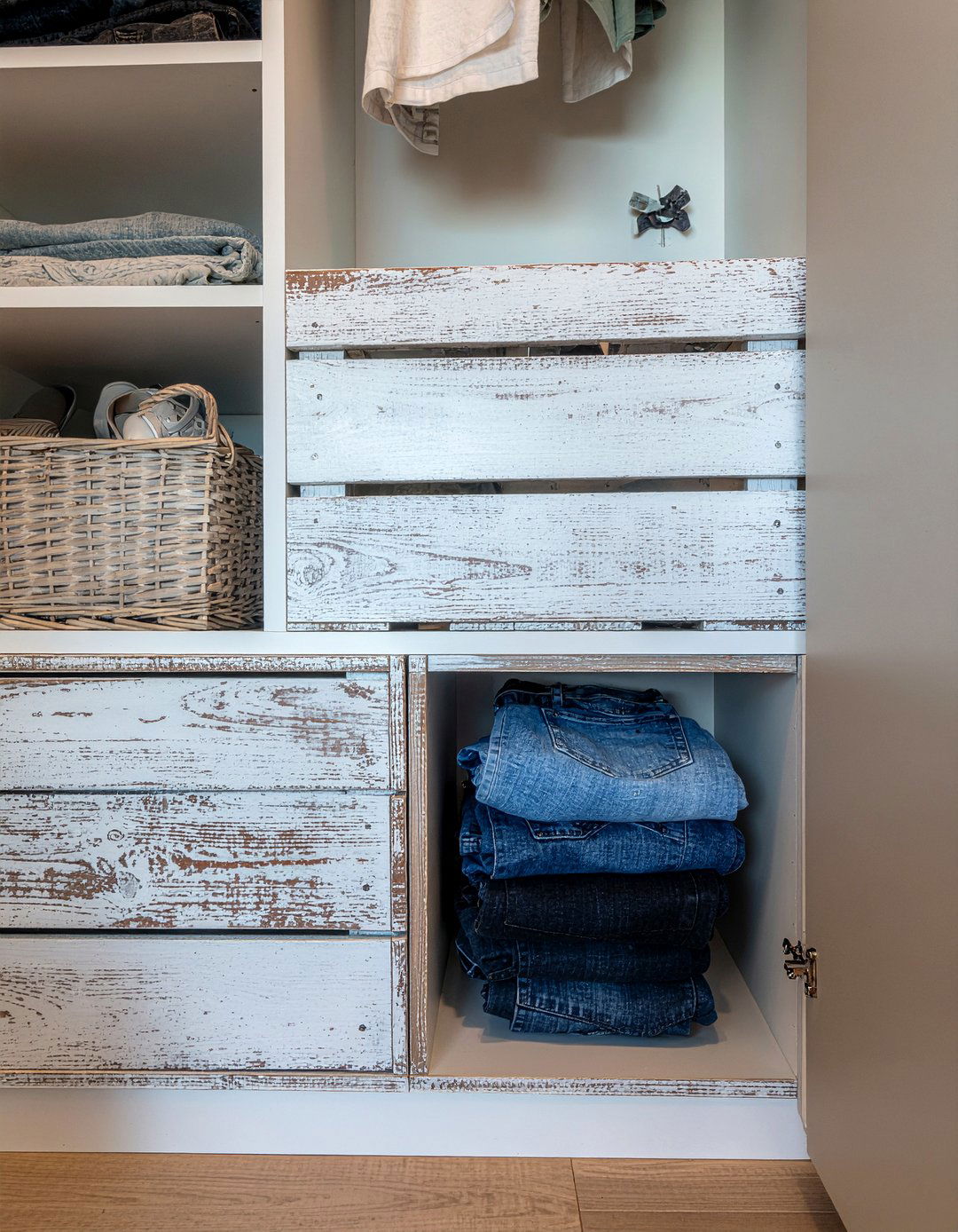 Wood crate storage - 30 bedroom closet dividers