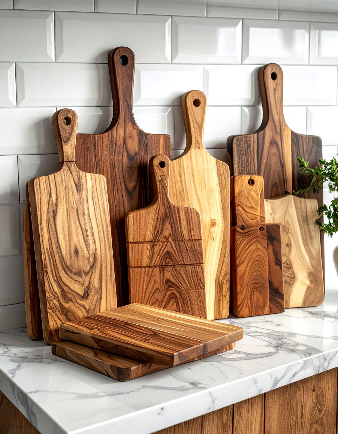 Wood cutting board decor - 30 rental kitchen ideas