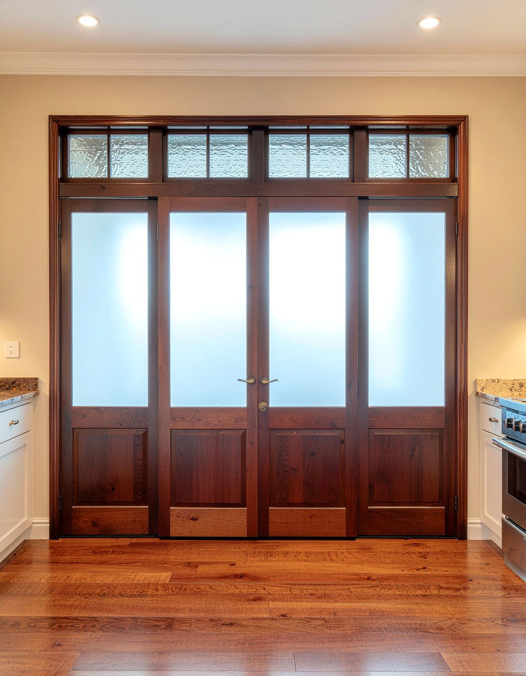 Wood door with glass panels - 30 kitchen exterior door ideas