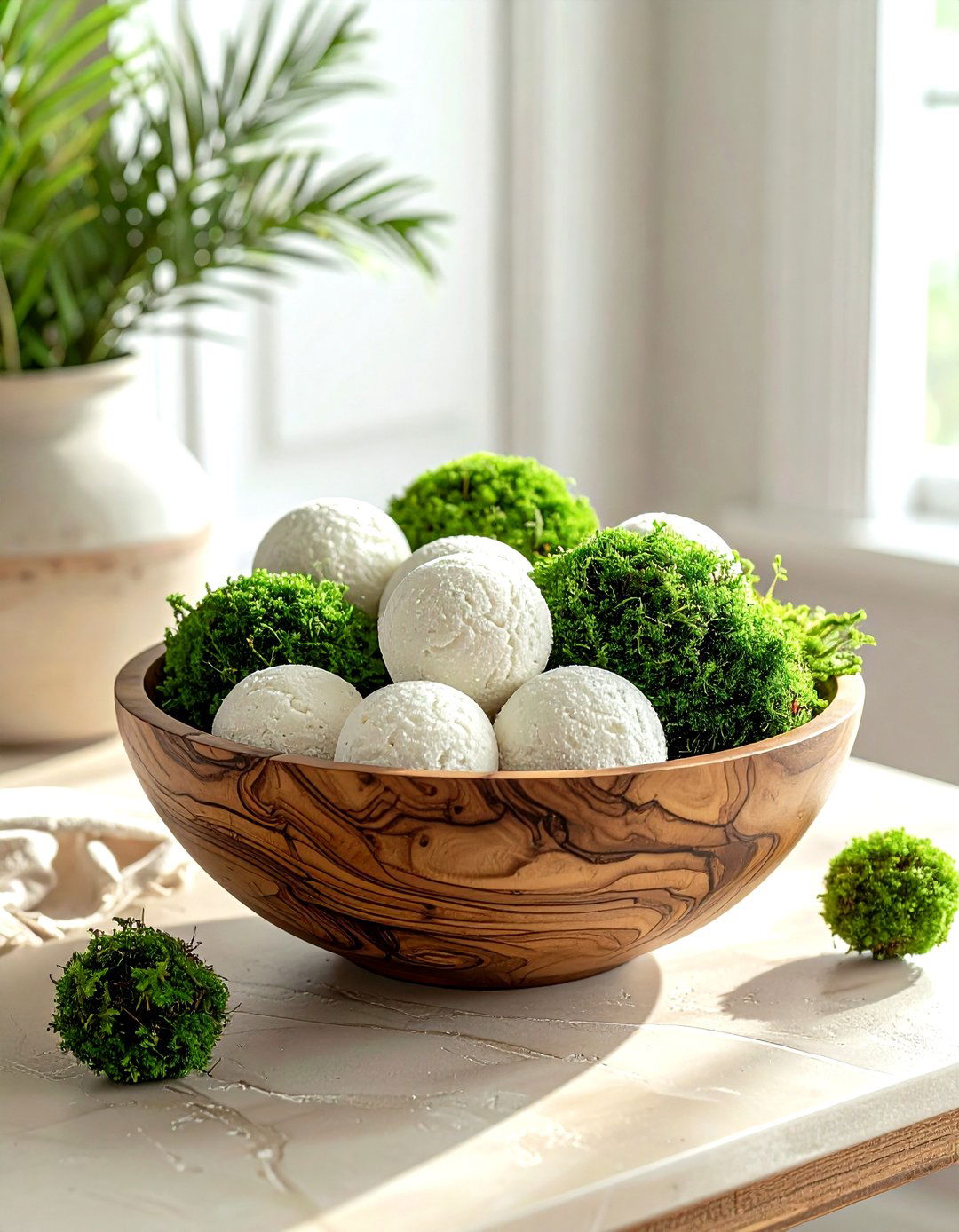 Wood dough bowl - 30 beige living room accessories ideas