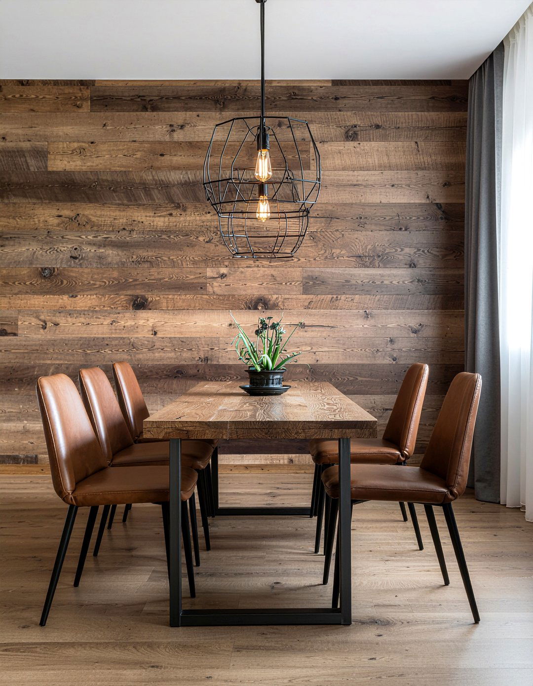 Wood effect wallpaper - 30 dining room wallpaper ideas