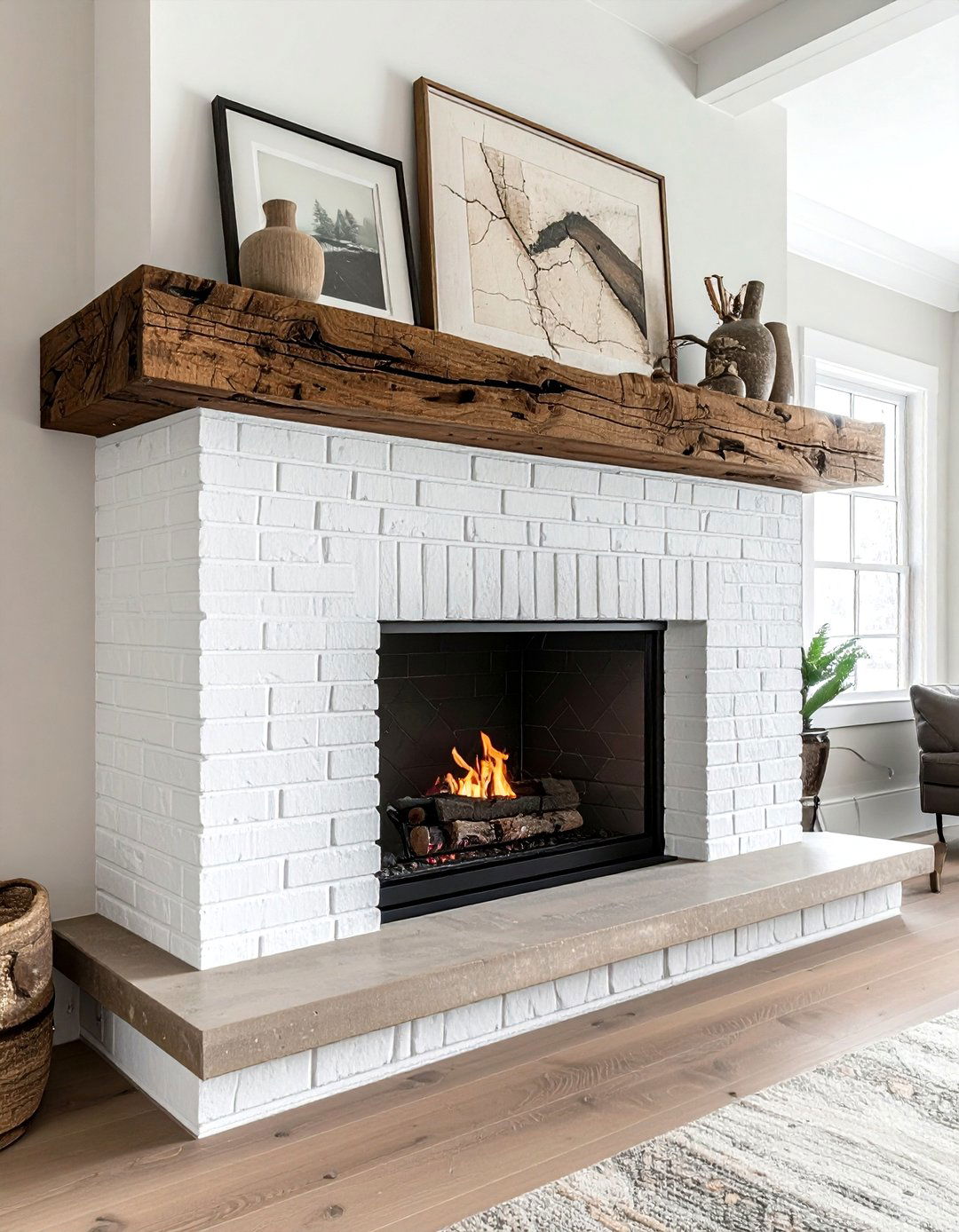 Wood floating mantel - 30 wood decor ideas