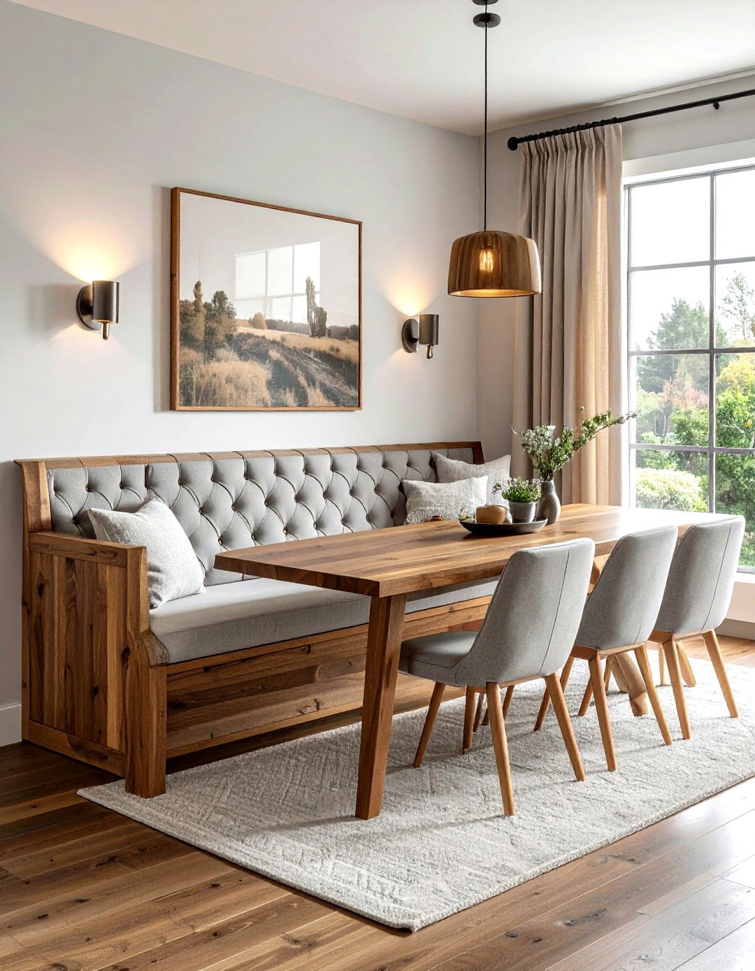 Wood frame banquette - 30 tufted banquette dining ideas