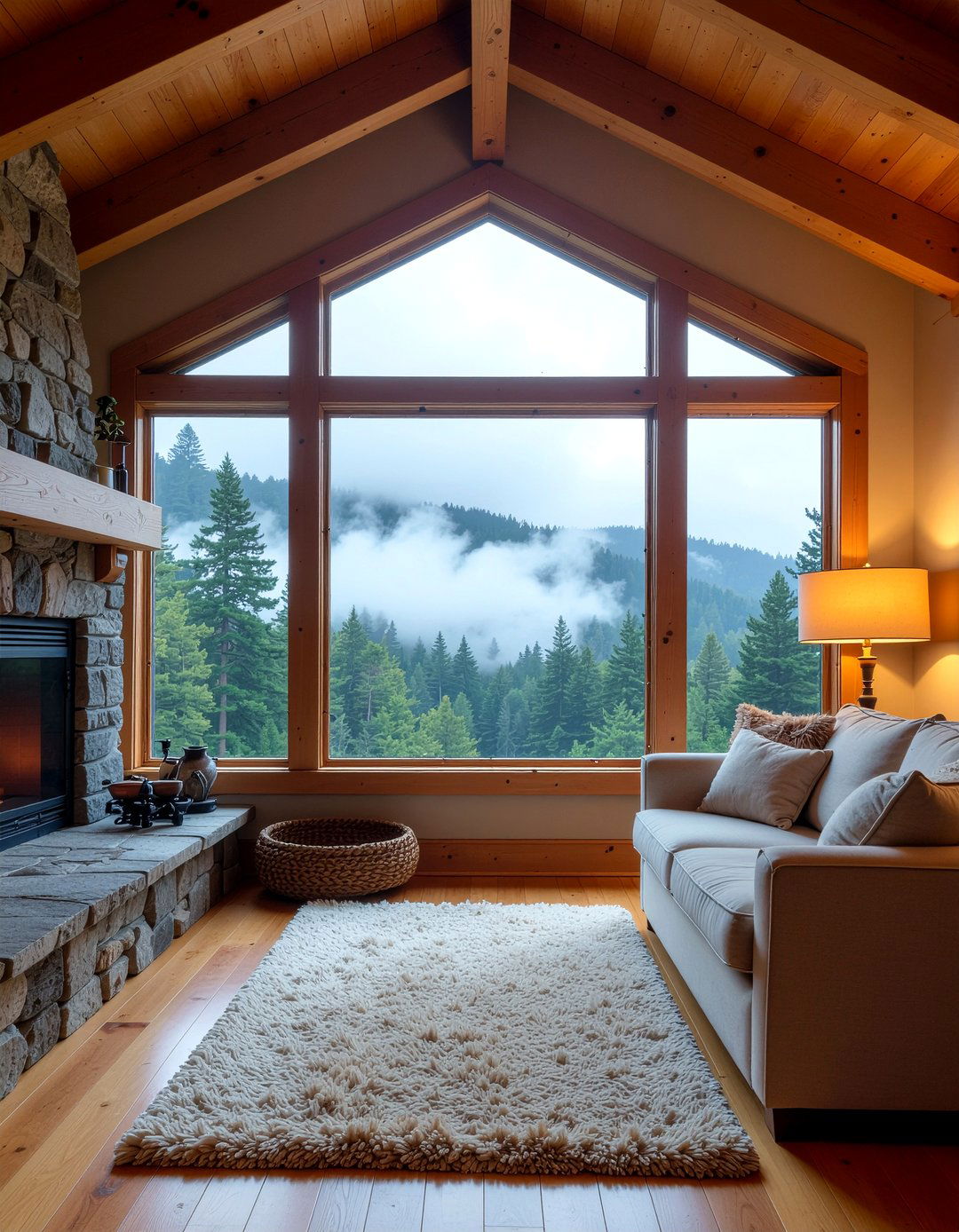 Wood frame living room window - 30 living room picture windows