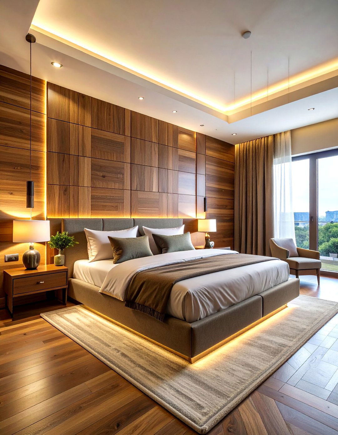 Wood headboard wall - 30 wood accent ideas