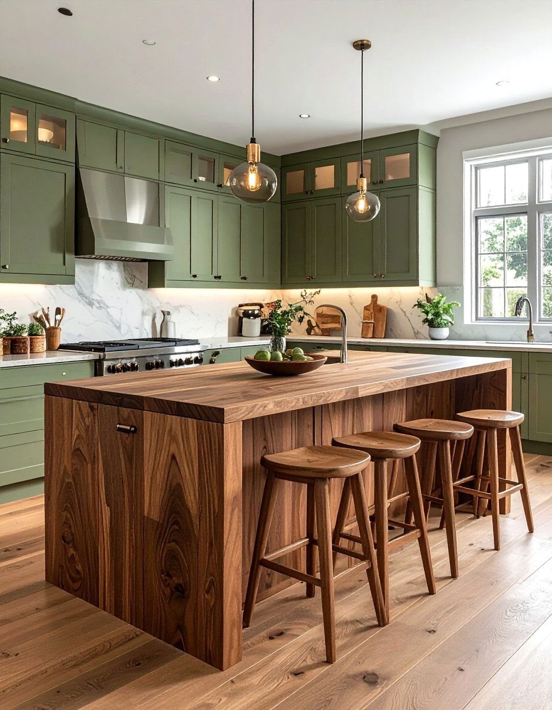 Wood kitchen island - 30 natural wood kitchen cabinet ideas
