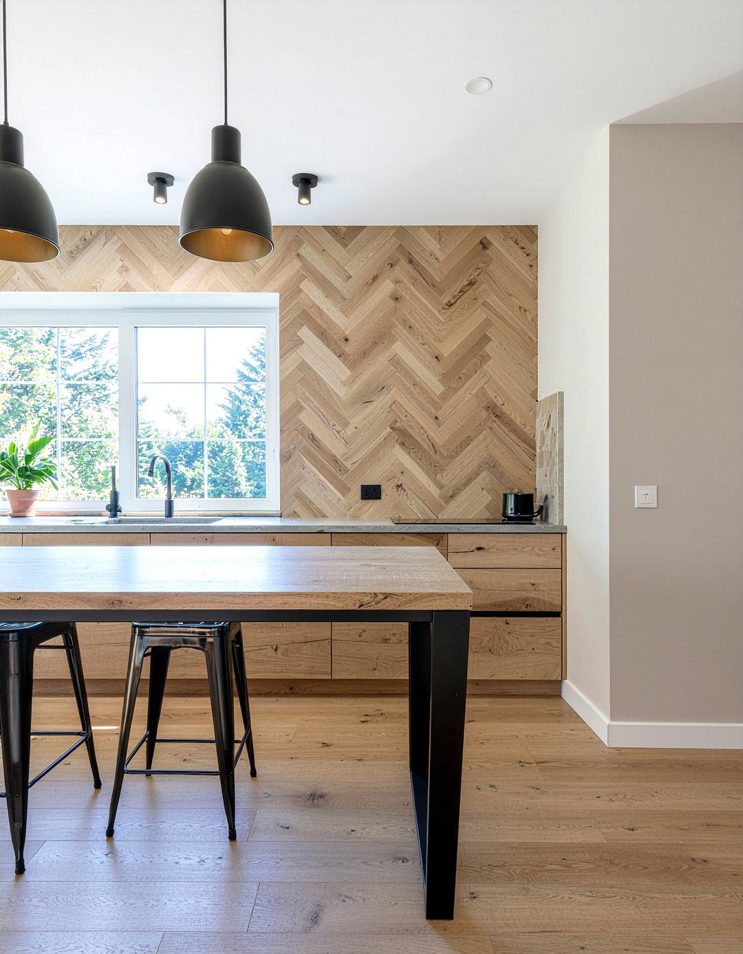 Wood look geometric tile - 30 geometric tile kitchen backsplash ideas