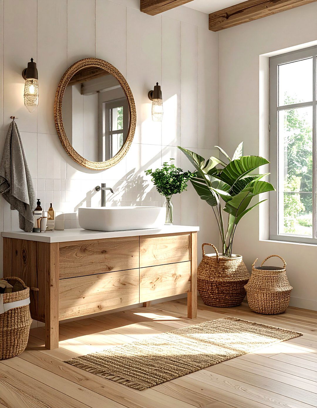 Wood look large format tile bathroom - 30 oversized tile bathroom ideas