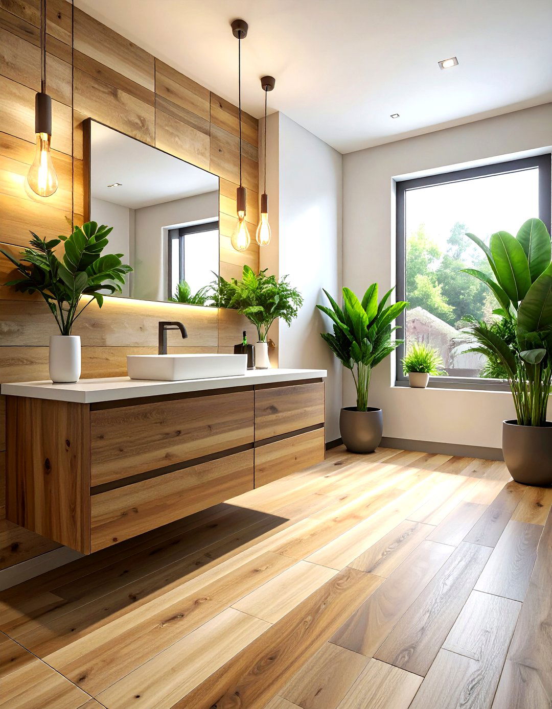 Wood look porcelain tile - 30 bathroom flooring ideas