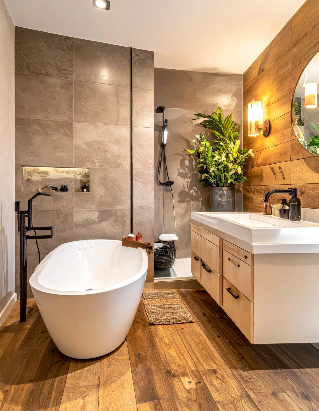 Wood look tile - 30 bathroom wall tile ideas