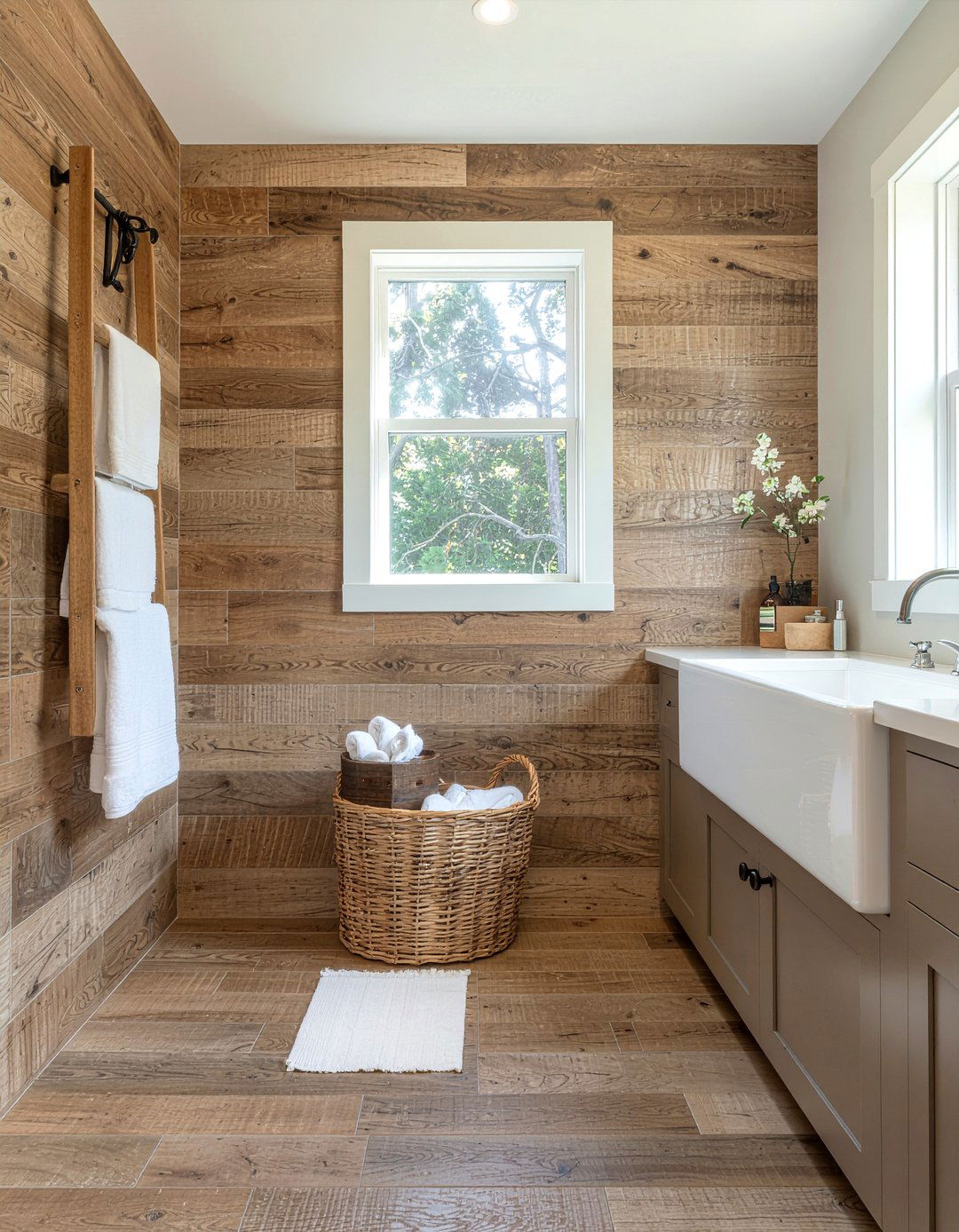 Wood look tile - 30 bathroom floor ideas