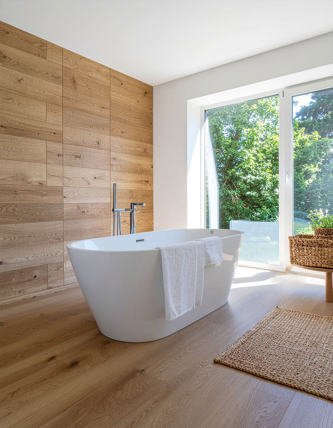 Wood look tile bathroom - 30 floor to ceiling tile bathroom ideas