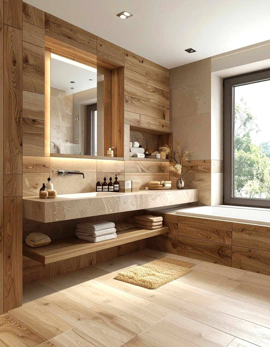 Wood look tile niche - 30 tile niche ideas