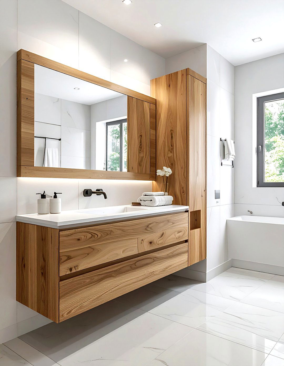 Wood medicine cabinet - 30 wood accent bathroom ideas