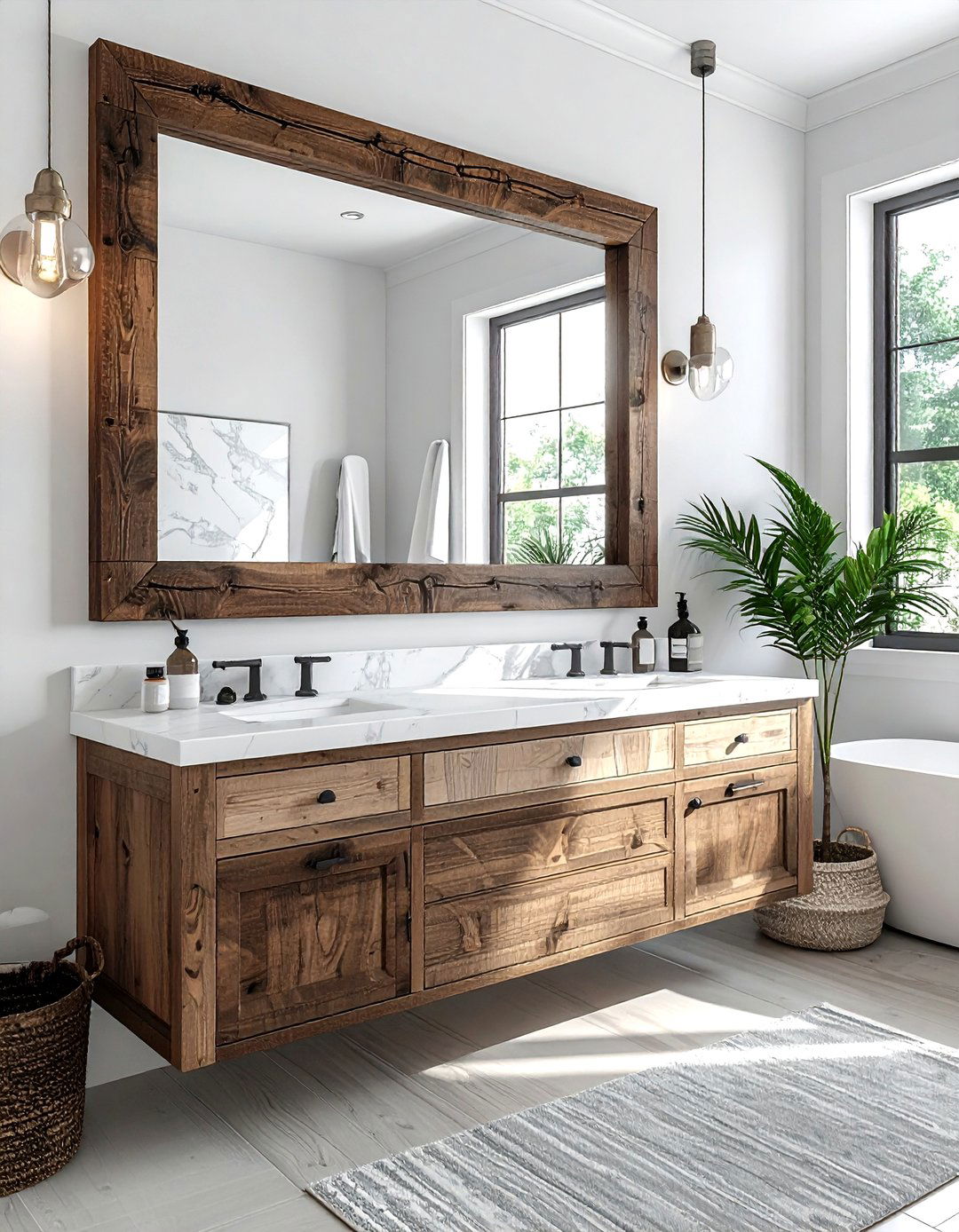 Wood mirror frame - 30 wood decor ideas