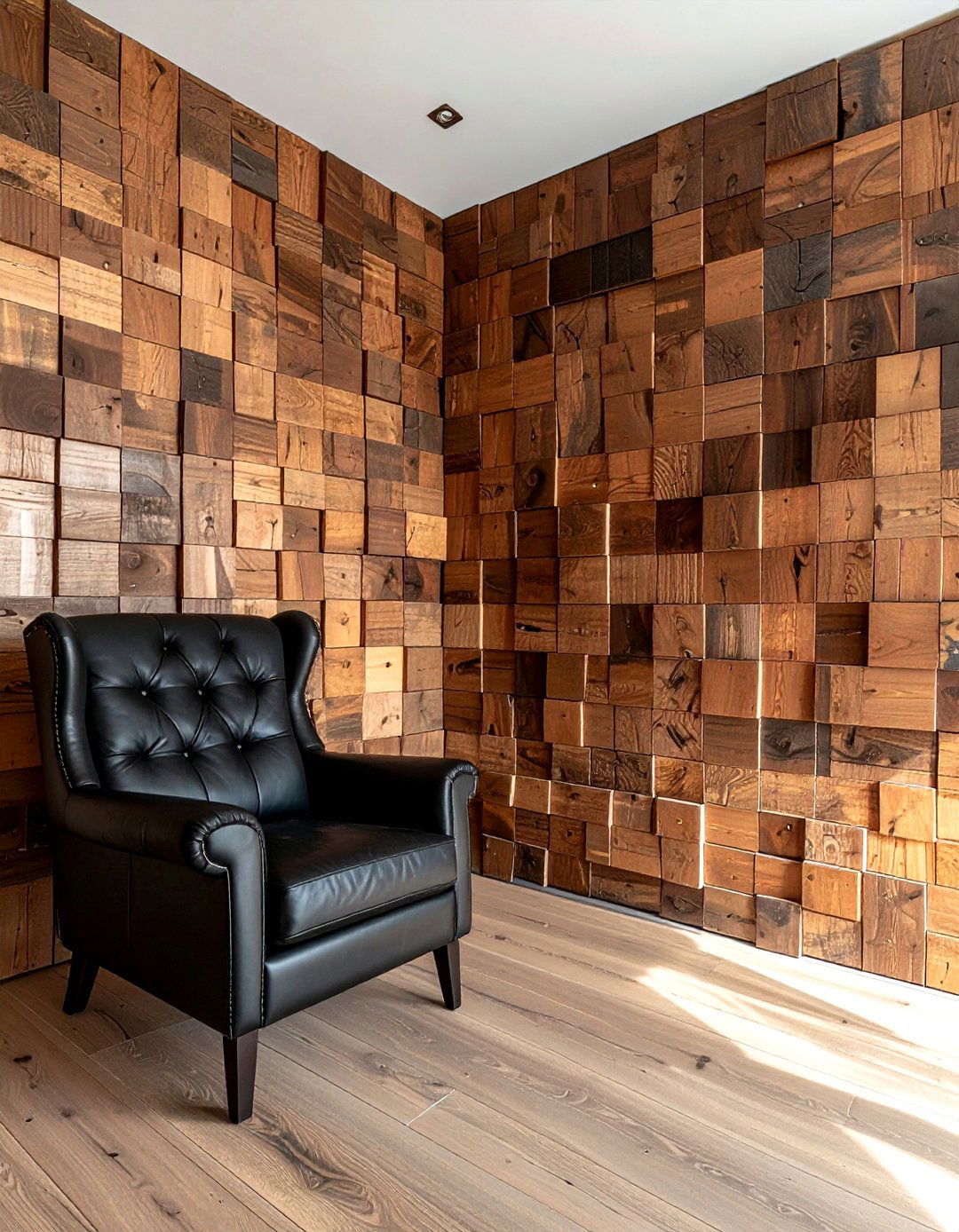 Wood mosaic wall - 30 statement wall ideas