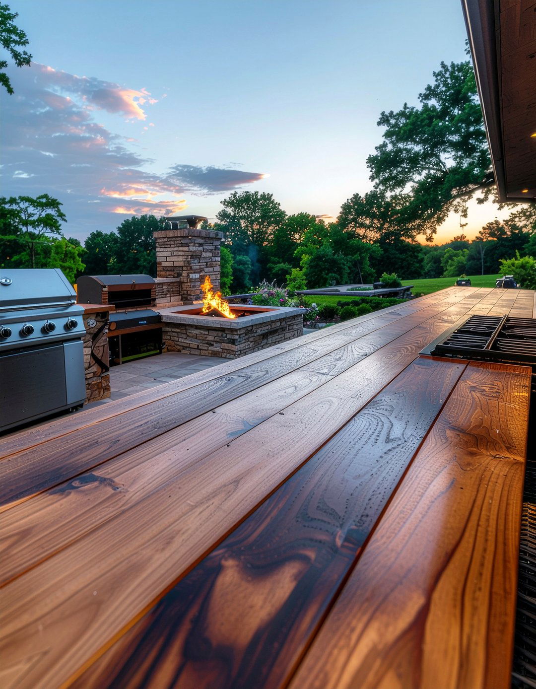 Wood outdoor kitchen countertop - 30 outdoor kitchen countertop ideas