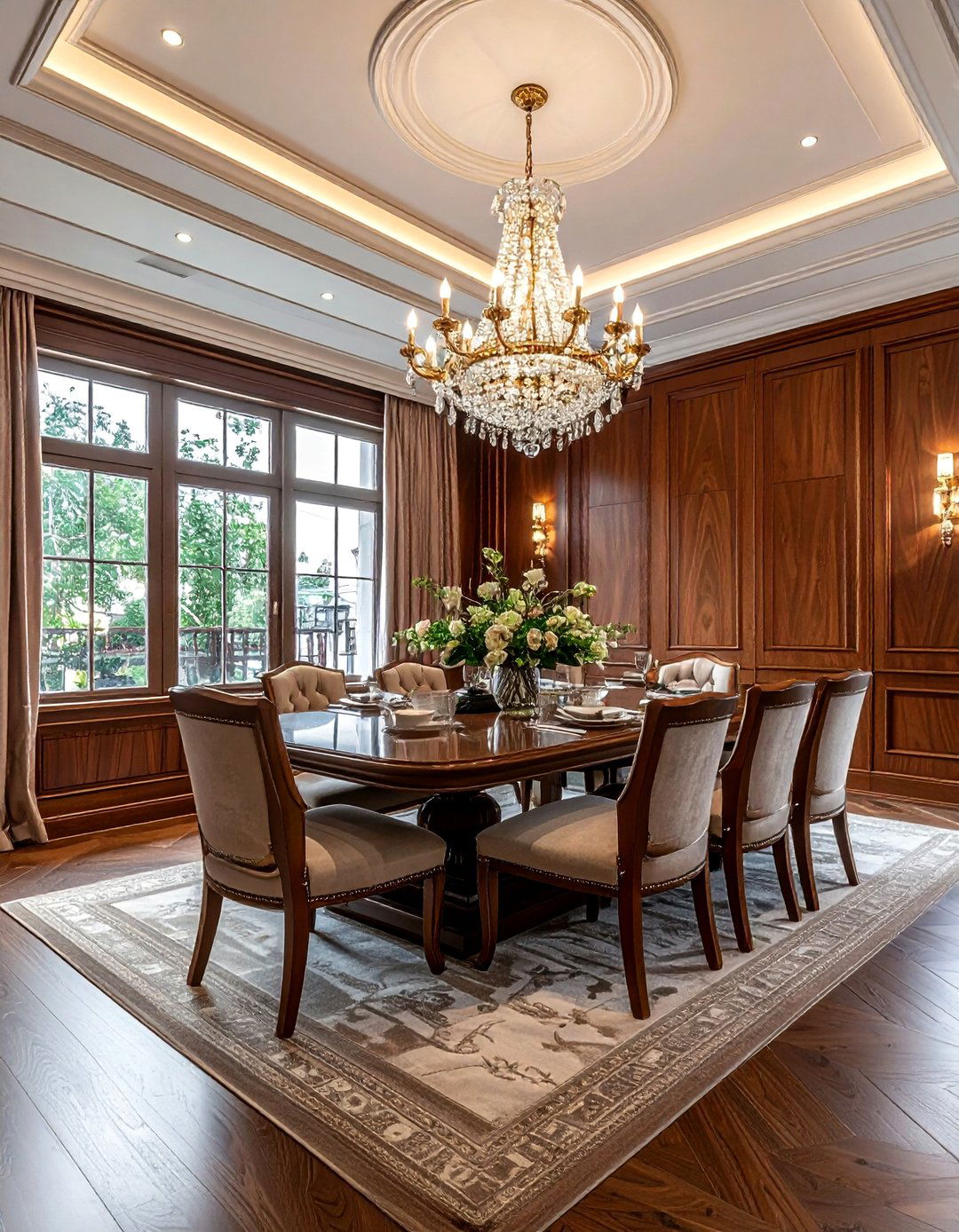 Wood paneled dining room - 30 palatial dining room ideas