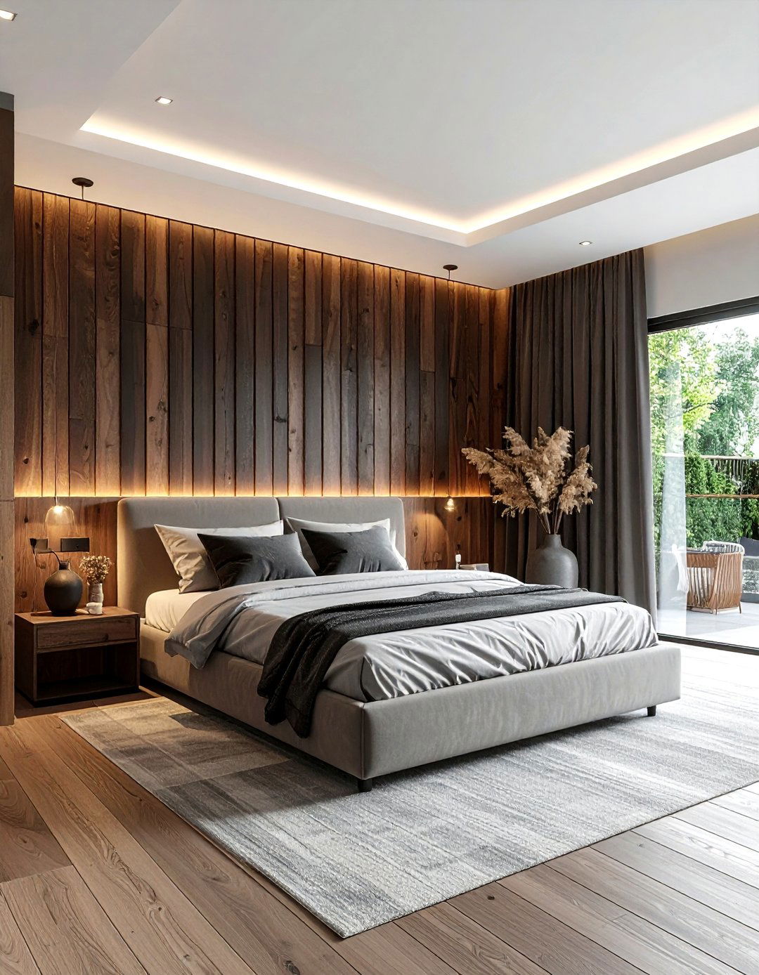 Wood paneling bedroom - 30 show home bedroom ideas