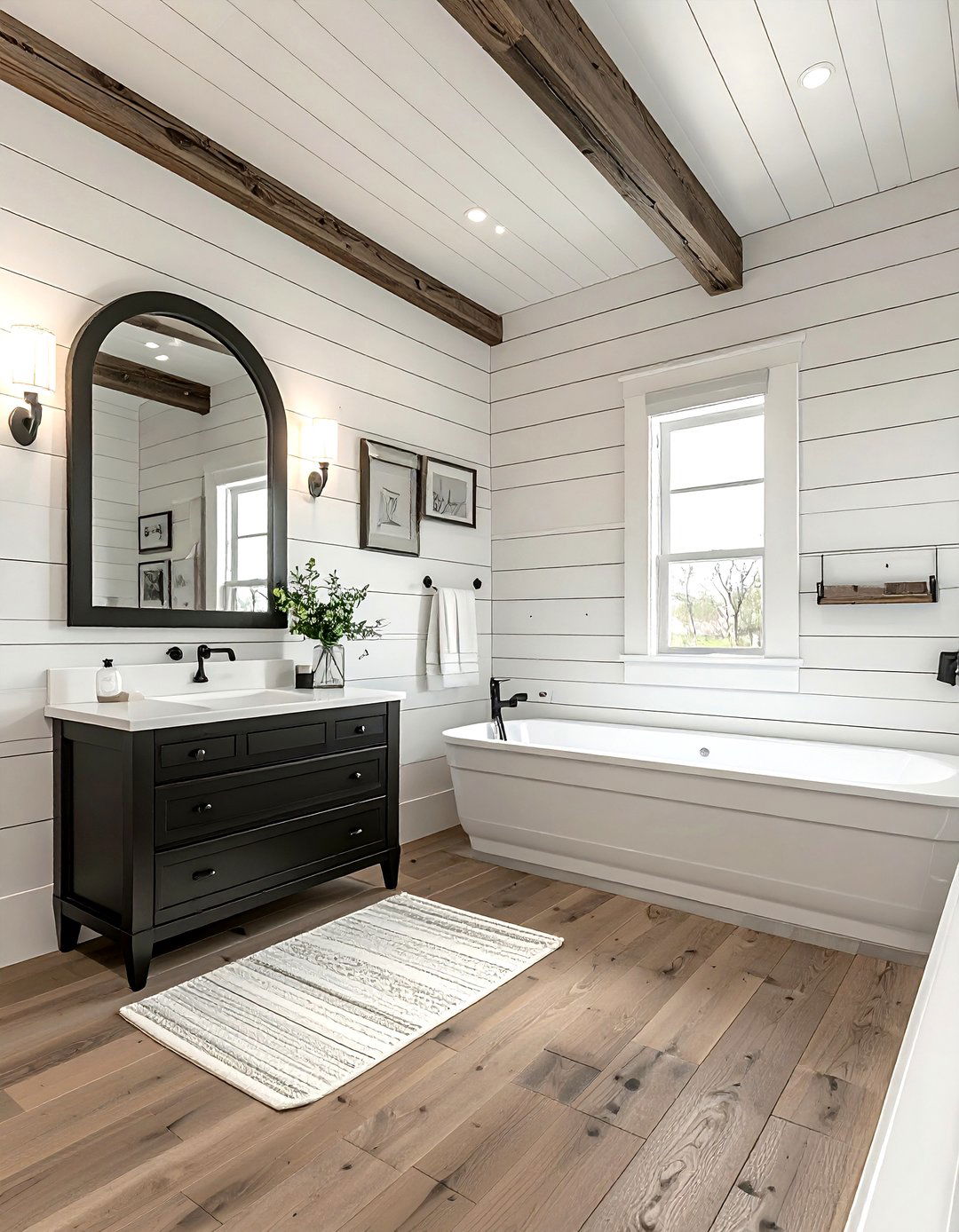 Wood shiplap - 30 wood accent bathroom ideas
