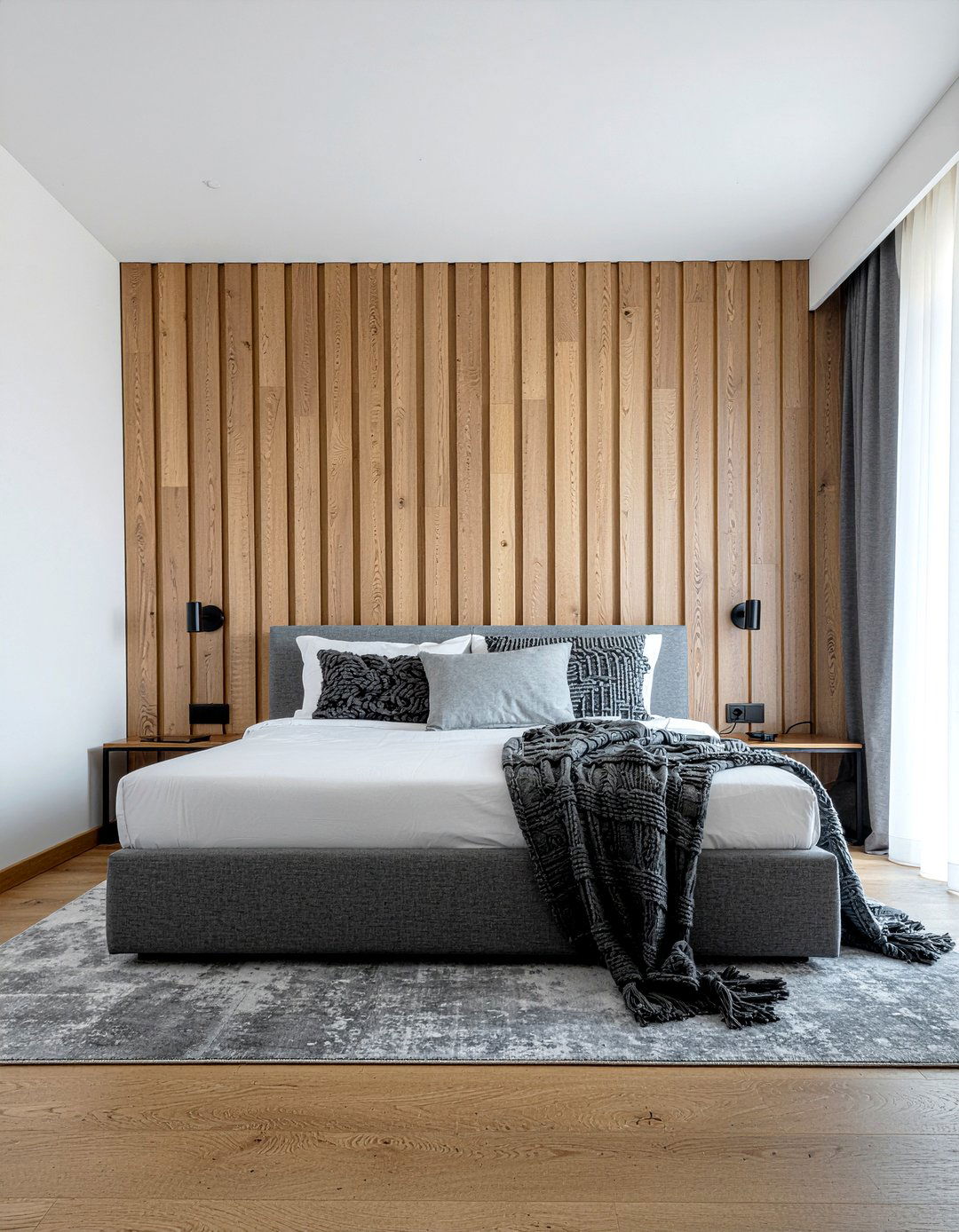 Wood slat accent wall - 30 custom bedroom ideas
