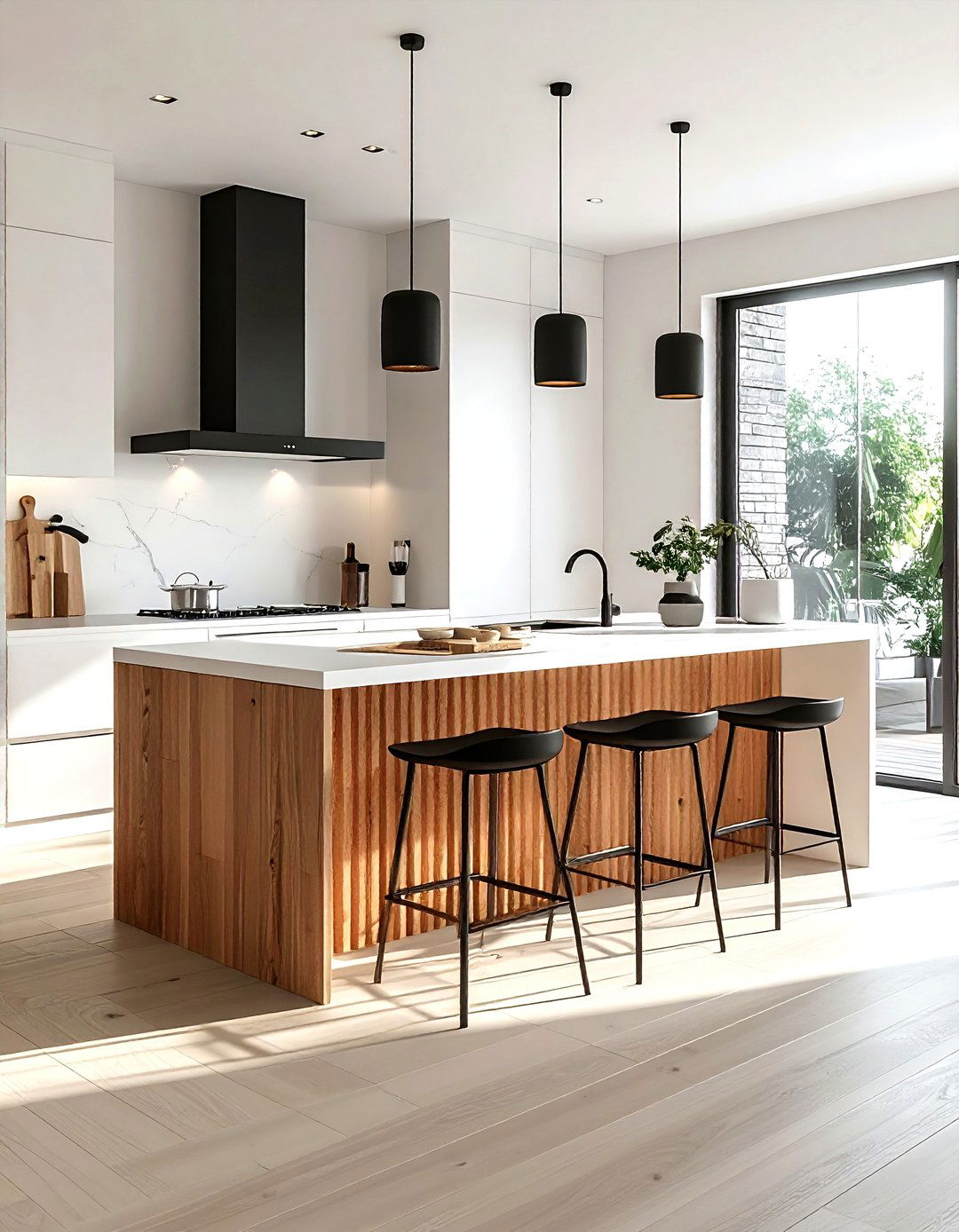 Wood slat island - 30 kitchen island ideas