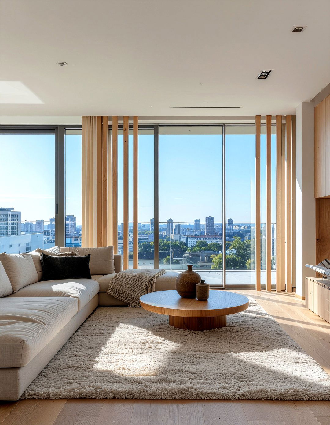 Wood slat room divider - 30 living room screen ideas