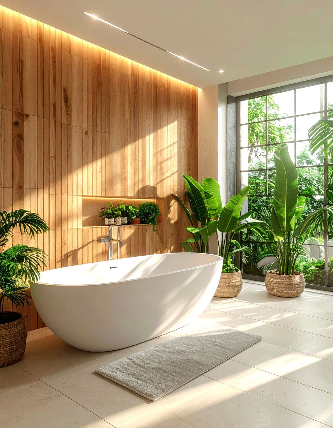 Wood slat wall - 30 bathroom update ideas