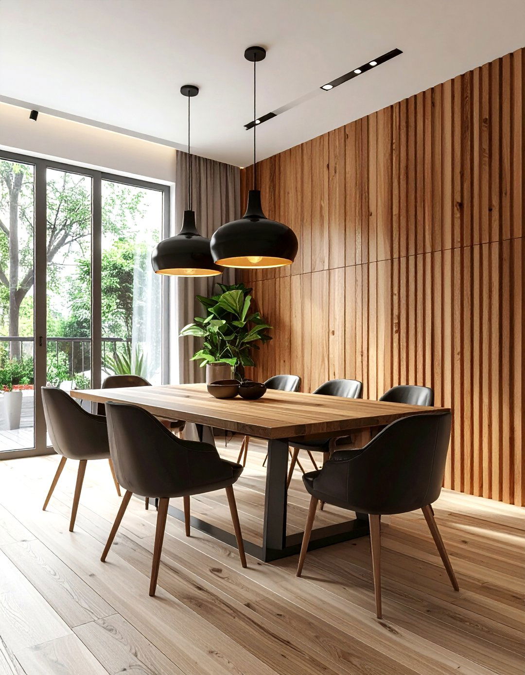 Wood slat wall dining room - 30 dining room enhancement ideas