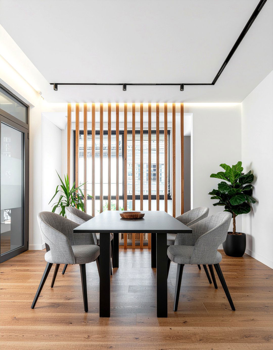 Wood slat wall dining room - 30 contemporary dining room ideas