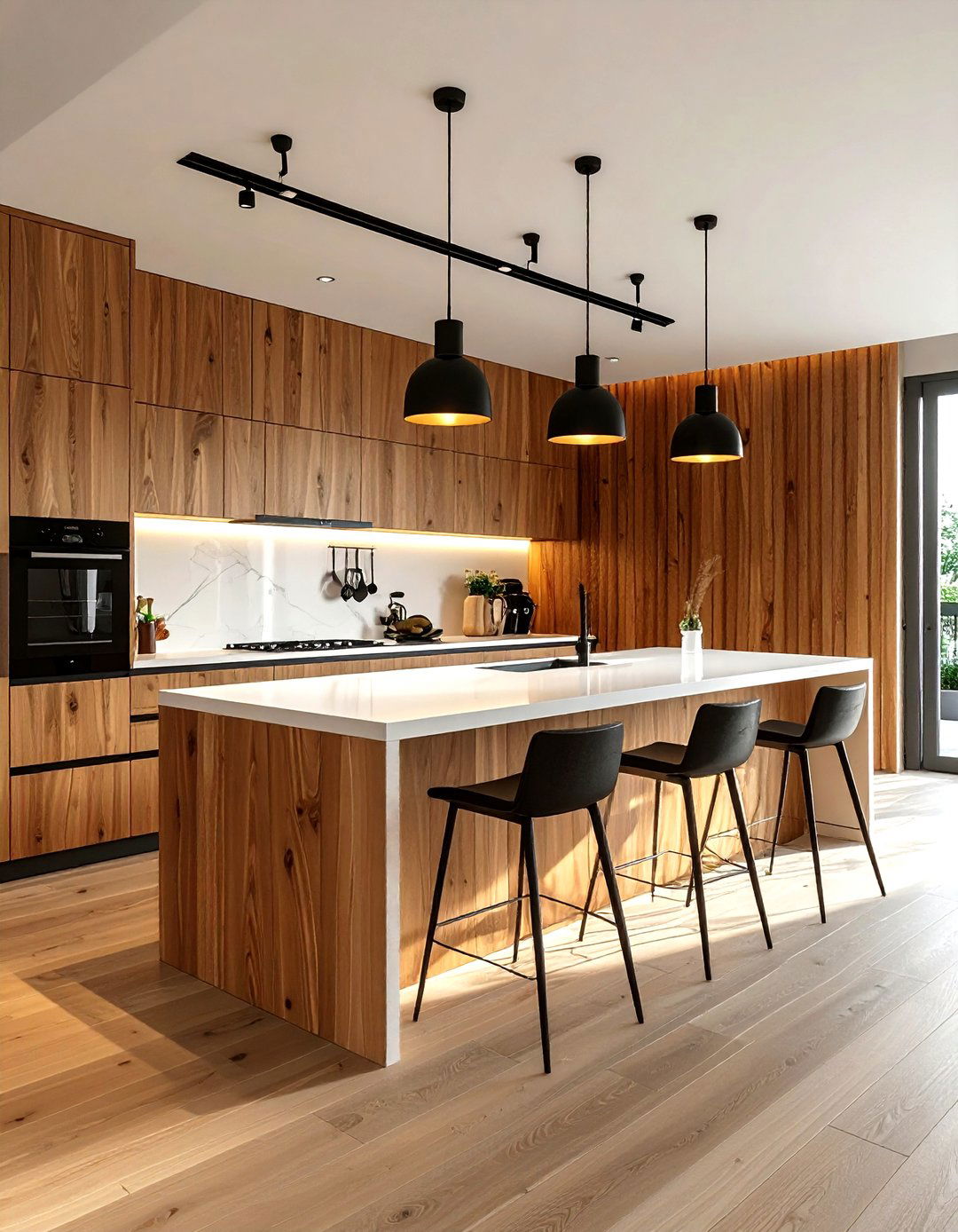 Wood slat wall kitchen - 30 mid-century modern kitchen ideas