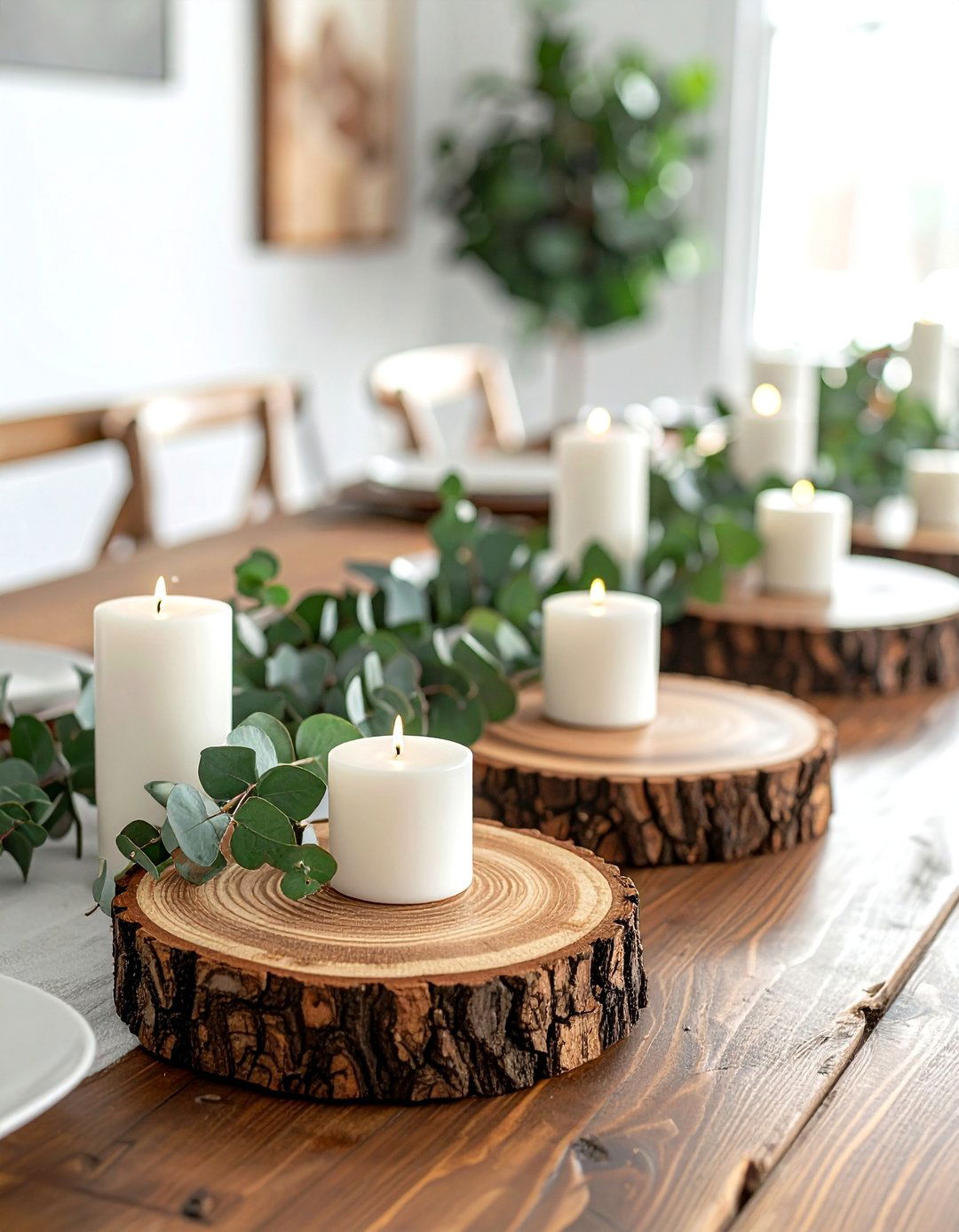 Wood slice centerpieces - 30 wood decor ideas