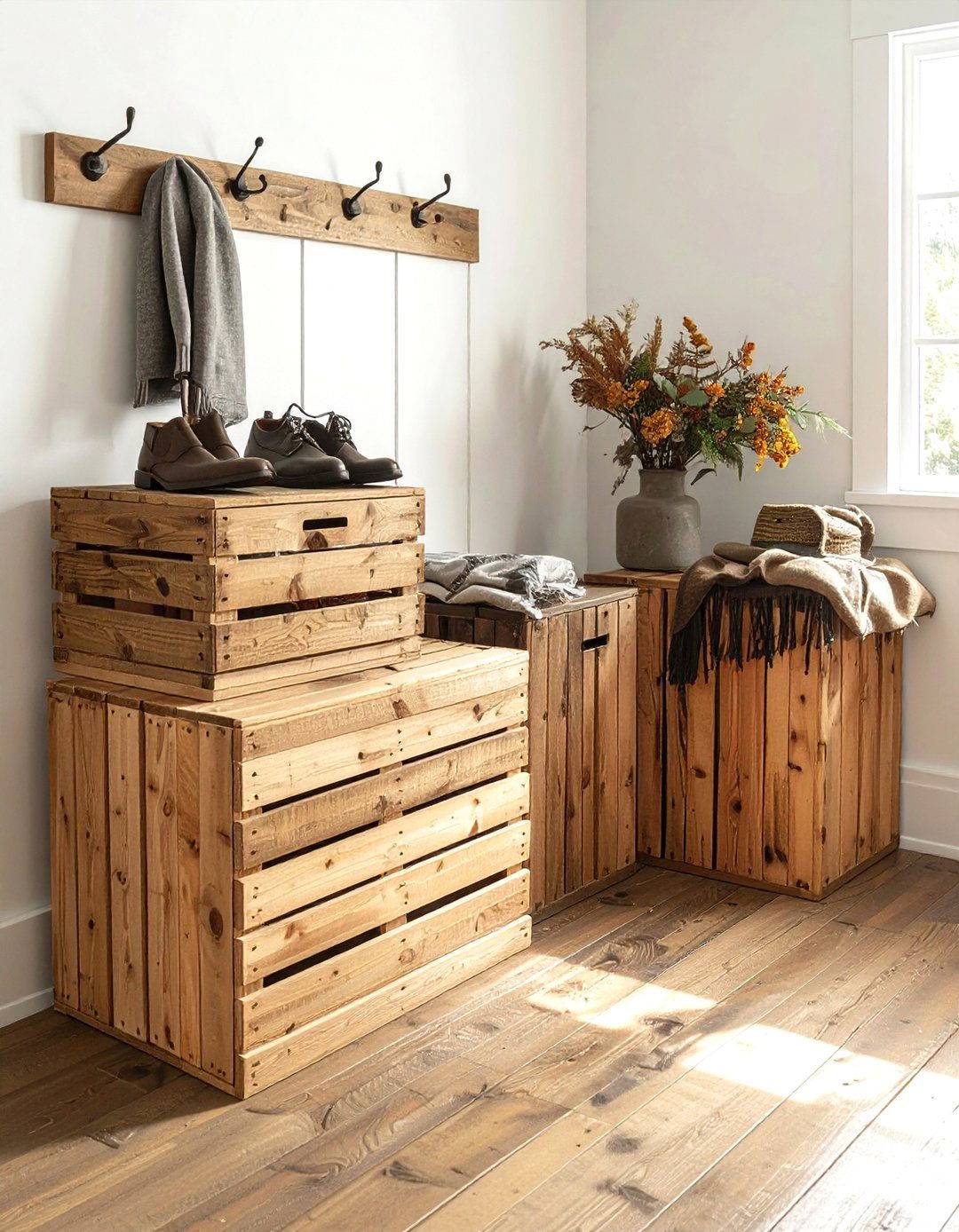 Wood storage crates - 30 wood decor ideas